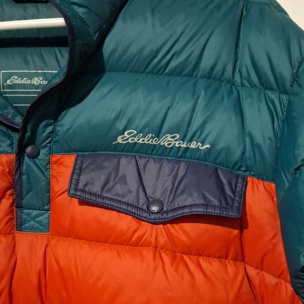 Eddie Bauer 650 Green and Orange Puffer Jacket Lightweight Insulated - Picture 3 of 7
